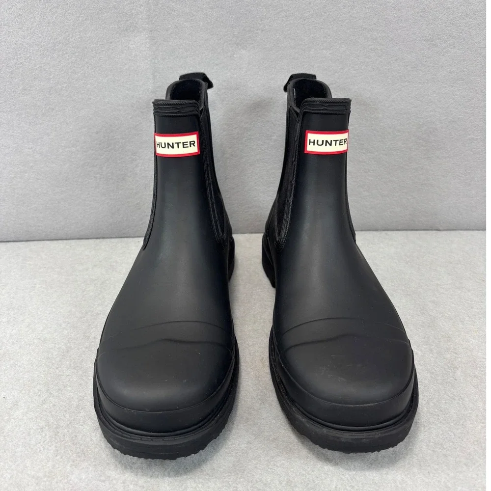 Hunter Commando Chelsea Boots‎ Black Women's Size 7 M Pull On waterproof - Picture 3 of 8